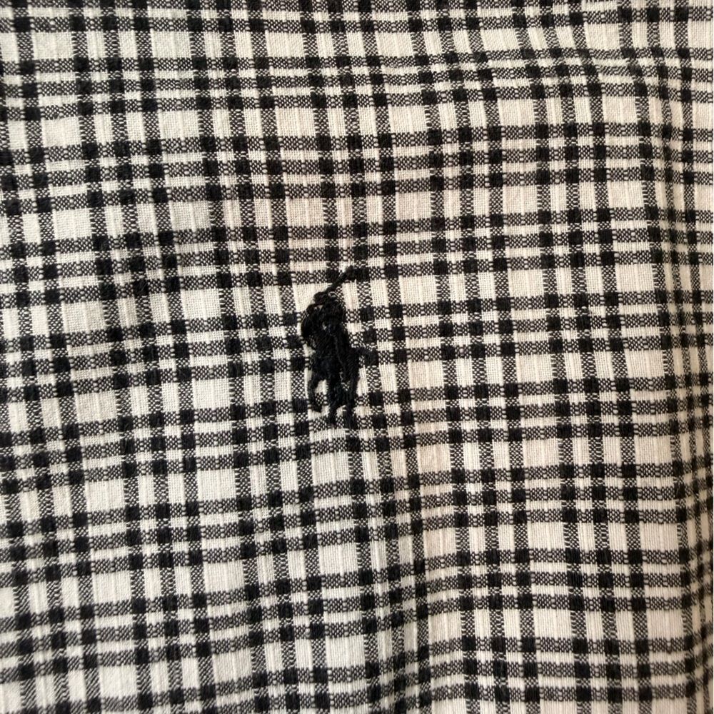 Ralph Lauren Blaire Cotton Shirt Black/White Plaid Short Sleeve Preppy Top Sz L - Picture 3 of 7